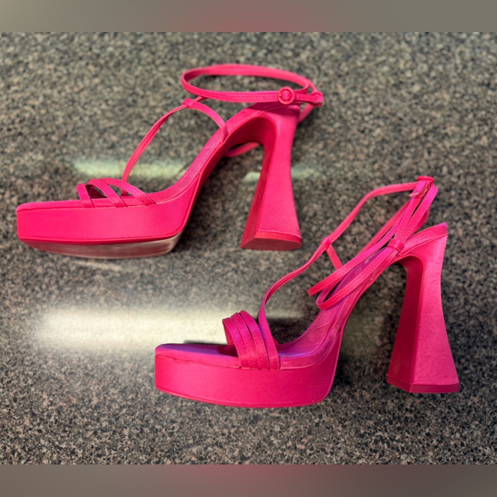 “ZARA” Satin Strappy Wraparound Platform Sandal Heels - Picture 14 of 16